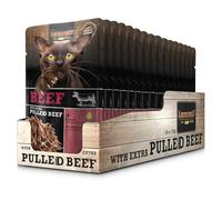 Leonardo Bolsas frescas de carne con tiras de carne [Pulled Beef] 70 g | Comida húmeda sin cereales para gatos | pienso completo para gatos