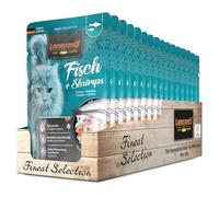 Leonardo Bolsas [16x85g Pescado + Gambas] | Alimento húmedo sin Cereales para Gatos | Alimento Completo en prácticas raciones Individuales