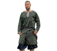 Leonardo Carbone® Aegir - Túnica para hombre | Cenefa decorativa | Libertad de movimiento | Carnaval, Halloween, Cosplay, LARP, Vikingo, Edad Media, Disfraz | 100% algodón, verde, XL