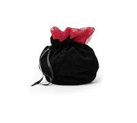 Leonardo Carbone Bolso de mujer Loretta | Cierre de cordón | Detalle de volantes | Carnaval, Halloween, Cosplay, LARP, Bolso, Bolso, Bolso Medieval, Accesorio, 100% algodón, negro/rojo