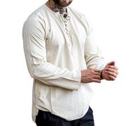 Leonardo Carbone® Camisa de campesino suave Felix - Ropa medieval para hombre, camisa medieval, ropa LARP, atuendo festival hombre, disfraz de carnaval, camisas de ocio, manga larga - 100% algodón,