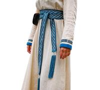 Leonardo Carbone® Cinturón vikingo unisex Elina - Cinturón para hombre, ropa medieval para hombre, cinturón mujer, ropa LARP, carnaval, cosplay, disfraz de hobbit, 100% algodón, azul, 235 cm
