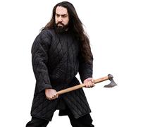 Leonardo Carbone® Clásico medieval Gambeson Nils - Ropa medieval para hombre, accesorios de disfraz, abrigo gambesón, manga completa, disfraz de teatro, LARP, Cosplay - 100% algodón, Negro , 3XL