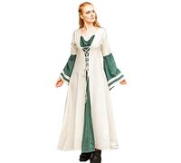 Leonardo Carbone® Dorothea - Vestido de mujer con cordones en la parte delantera y trasera, ideal para días calurosos, carnaval, Halloween, cosplay, LARP, medieval, disfraz, vestido, 100% algodón