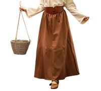 Leonardo Carbone® Falda de mujer Smilla | Cintura elástica | Corte fluido | Carnaval, Halloween, Cosplay, LARP, falda medieval, disfraz, vestido, 100% algodón, marrón tabaco, 3XL