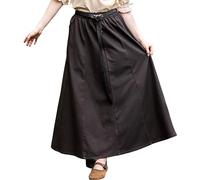 Leonardo Carbone® Falda de mujer Smilla | Cintura elástica | Corte fluido | Carnaval, Halloween, Cosplay, LARP, falda medieval, disfraz, vestido, 100% algodón, marrón oscuro, S-M