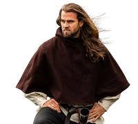 Leonardo Carbone® Gugel de lana medieval unisex con capucha - Gugel medieval ropa para hombre y mujer, sombrero medieval, disfraz de hobbit, LARP, vikingo, Halloween, carnaval marrón