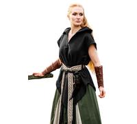 Leonardo Carbone® Túnica Aldon Unisex - Ropa medieval para hombre y mujer, camisa medieval, camisas de ocio, manga corta, disfraz de carnaval, ropa LARP - 100% algodón, Negro , 3XL