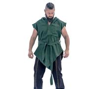 Leonardo Carbone® Túnica Aldon Unisex - Ropa medieval para hombre y mujer, camisa medieval, camisas de ocio, manga corta, disfraz de carnaval, ropa LARP - 100% algodón, verde, L