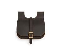 LEONARDO CARBONE UDO - Bolso unisex con cierre de latón, piel nobuck, carnaval, Halloween, cosplay, medieval, bolsa de piel, 100% piel, marrón oscuro, talla única