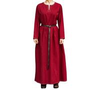 Leonardo Carbone® Vestido de mujer de Vikingo Helga | Costosos bordados | Silueta fluida | Carnaval, Halloween, Cosplay, LARP, Edad Media, Vikingo | 100% algodón, rojo, M