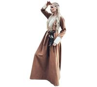 Leonardo Carbone® Vestido de mujer Freya | bordado a mano | bicolor | carnaval, Halloween, cosplay, LARP, medieval, disfraz, vestido de fiesta, algodón, 100% algodón, arena, M
