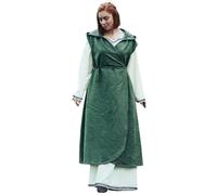 Leonardo Carbone® Vestido de mujer Gerlin, con capucha, dobladillo asimétrico, carnaval, Halloween, cosplay, LARP, Edad Media, Vikingo, disfraz, sobrevestido, 100 % algodón, verde, 2XL, 3XL