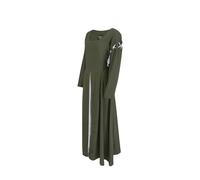 Leonardo Carbone® Vestido para mujer Larina | Mangas desmontables | Cordones en la espalda | Carnaval, Halloween, cosplay, LARP, medieval, disfraz, atuendo, vestido de fiesta | 100% algodón Oliva