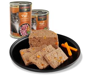 Leonardo Cat Food Alimento Húmedo para Gatos Adultos con Pato, Pollo y Zanahorias - Sin Cereales, sin Subproductos, con Aceite de Salmón - Comida Completa en Lata (Formato 6x200g o 6x400g)