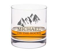 Leonardo - Copas de Whisky con Grabado - On the Rocks Design - Personalizado con Nombre - Cristal de Whisky Grabado - Regalos para los Amantes del Whisky para Cumpleaños - Regalo para Él y Él