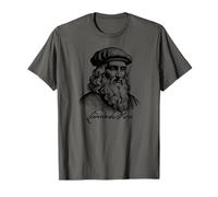 Leonardo da Vinci con Estampado Negro característico Camiseta