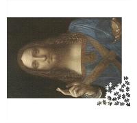 Leonardo Da Vinci Pintura al óleo Puzzle De 1000 Piezas, Pinturas Mundialmente Famosas Rompecabezas Madera Regalo Apto para Adolescente Y Adultos, DIY Salvator Mundi Rompecabezas