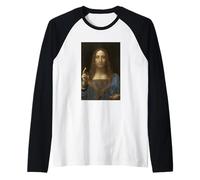 Leonardo da Vinci Salvator Mundi Religioso Jesús Cristiano Camiseta Manga Raglan