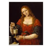 Leonardo da Vinci, Santa María Magdalena, reproducciones de pinturas famosas, lienzo de arte de pared para decoración de sala de estar, imagen de 40x50 cm sin marco