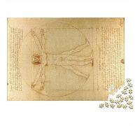 Leonardo Da Vinci The Vitruvian Man Puzzles, Pintura al óleo Rompecabezas De 1000 Piezas, para Adultos Adolescente, Degradado De Color, Difícil Y Desafío, Arte Puzzle