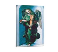 Léonardo Dá Vínci Un ángel en verde con una Vielle, C. 1500 - Póster de pared en lienzo con pergamino impreso para sala de estar, decoración de paredes y hogares, 60 x 90 cm