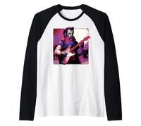 Leonardo da Vinci Vampiro Tocando Guitarra Arte Gótico Alt Música Camiseta Manga Raglan