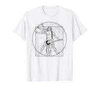 Leonardo Da Vinci Vitruvian Rock para Hombre Festival Camiseta gráfica económica, Hombre, Blanco, M