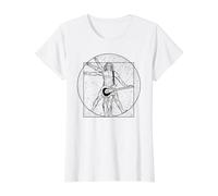 Leonardo Da Vinci Vitruvian Rock para Hombre Festival Camiseta gráfica económica, Mujer, Blanco, M