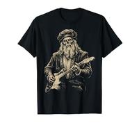 Leonardo da Vinci Zombie Tocando la Guitarra Renacimiento Italiano Camiseta