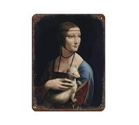 Leonardo Da Vinci's Lady with An Tin Sign Vintage Metal Pub Club Cafe Bar Home Wall Art Poster Retro 12x16inch (30x40cm)