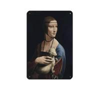 Leonardo Da Vinci's Lady with An Tin Sign Vintage Metal Pub Club Cafe Bar Home Wall Art Poster Retro 8x12inch (20x30cm)