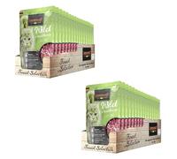 LEONARDO Finest Selection Ciervo & Arándanos, Paquete Doble 2x16x85 g | Alimento completo para gatos adultos sin cereales ni azúcares añadidos, con taurina y aceite de salmón; 2x16 sobres de 85g