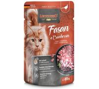 Leonardo Bolsas [16x85g Faisán + Arándano agrio] | Alimento húmedo sin Cereales para Gatos | Alimento Completo en prácticas raciones Individuales