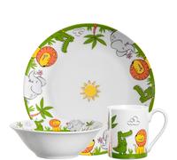 LEONARDO HOME Bambini 023152 - Vajilla infantil de porcelana de, apta para lavavajillas, microondas, resistente, con motivos de león, elefante, cocodrilo