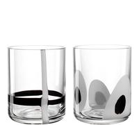 LEONARDO HOME BANDA NERA 055291 - Juego de 2 vasos de 300 ml, cristal hecho a mano, aspecto blanco y negro, vaso de agua, vasos para refrescos, dos diseños en el juego, aptos para lavavajillas