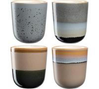 LEONARDO HOME Juego de 4 tazas de café Roma, capacidad 330 ml, vasos modernos sin asa, hechos a mano de cerámica de alta calidad, apilables, diseño coordinado, multicolor, 025441
