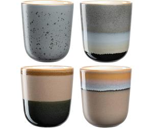 LEONARDO HOME Juego de 4 tazas de café Roma, capacidad 330 ml, vasos modernos sin asa, hechos a mano de cerámica de alta calidad, apilables, diseño coordinado, multicolor, 025441