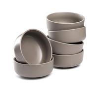 LEONARDO HOME Juego de 6 cuencos ROMA • Diámetro 15,7 cm • Apto para microondas y lavavajillas • Apilable • Vajilla de cerámica para 6 personas • Cuenco de postre, superficie ligeramente mate • gris