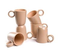 LEONARDO HOME Juego de 6 tazas de café ROMA • Capacidad: 400 ml • Taza moderna con asa • Hecho a mano de cerámica de alta calidad • apilable • Apto para lavavajillas y microondas • albaricoque