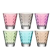 LEONARDO HOME Juego de 6 vasos ópticos para bebida, vaso de agua, vaso de zumo, vasos de cristal, apto para lavavajillas, multicolor, 6 unidades (1 paquete), 6 unidades