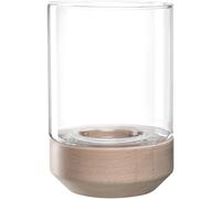 LEONARDO HOME Legno 084751 - Portavelas (Cristal y Madera, Hecho a Mano, diseño Elegante, 30 cm), Color Beige