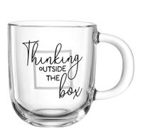LEONARDO HOME Taza de café - 400 ml - negro - transparente - cristal - con texto «Thinking Outside The Box»