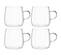 LEONARDO HOME Tè per Te 077386 - Juego de 4 tazas de té grandes de cristal de borosilicato de pared gruesa - Fabricado a mano - Capacidad: 570 ml, apto para microondas - 4 vasos de té transparentes