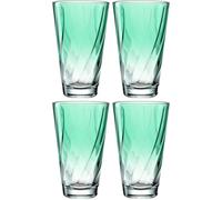 LEONARDO HOME Twist 046972 - Juego de 4 vasos de zumo aptos para lavavajillas, vasos de agua de alta calidad y modernos, ergonómicos, aptos para el día a día y curvados, color verde, 300 ml