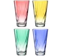 LEONARDO HOME Twist 046975 Juego de 4 vasos de zumo aptos para lavavajillas, vasos de alta calidad y modernos, ergonómicos, aptos para el día a día y curvos, 300 ml