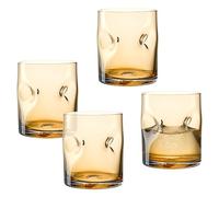 LEONARDO HOME VESUVIO 077371 - Juego de 4 vasos para beber (300 ml, cristal coloreado, hecho a mano, vaso de agua, vaso de refrescos, apto para lavavajillas, ranuras únicas para una comodidad óptima)