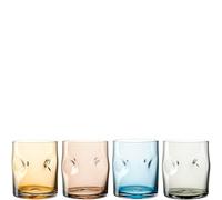 LEONARDO HOME VESUVIO 077375 - Juego de 4 vasos de 300 ml, cristal de color, hecho a mano, vaso de agua, vasos para refrescos, apto para lavavajillas, con muescas características para una comodidad