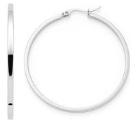 Leonardo Jewels 1 par de pendientes de aro de acero inoxidable, plateados, 5 cm de diámetro, con cierre de aro, 023575, Eine Grösse, Acero inoxidable, No es una piedra preciosa