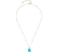 Leonardo Jewels Ciao Evi 023798 - Collar de cadena de acero inoxidable dorado con miniesferas, colgante de piedra de cristal azul, 50-55 cm de largo, para mujer, 50 cm, Acero inoxidable, No es una